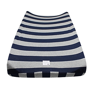 Burt&#39;s Bees Baby&reg; Wide Stripe Organic Cotton Changing Pad Cover in Blueberry. View a larger version of this product image.