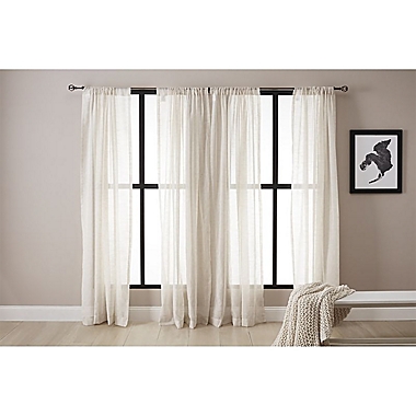 Linden 63-Inch x 52-Inch Rod Pocket Sheer Window Panel in White (Single). View a larger version of this product image.