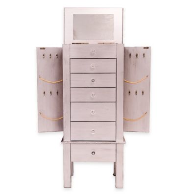 Hannah Jewelry Armoire in Silver Leaf