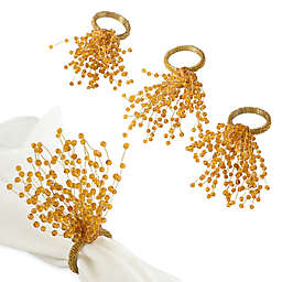 Saro Lifestyle Beaded Napkin Rings in Gold (Set of 4)