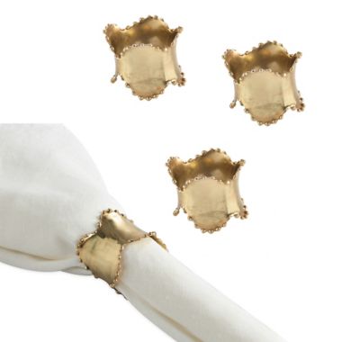 Saro Lifestyle Classic Wavy Design Napkin Rings in Gold (Set of 4). View a larger version of this product image.