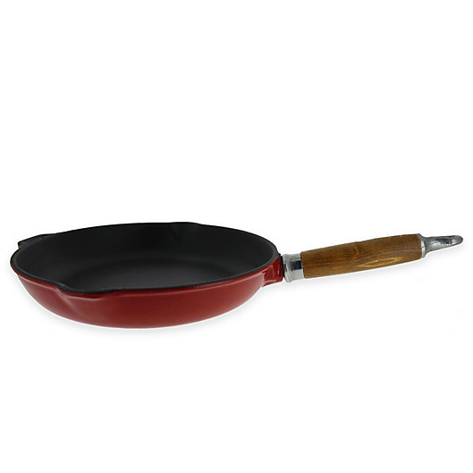 Alternate image 1 for Chasseur 10.5-Inch Enameled Cast Iron Fry Pan with Wooden Handle in Red