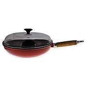 Chasseur 11-Inch Cast Iron Fry Pan with Glass Lid in Red