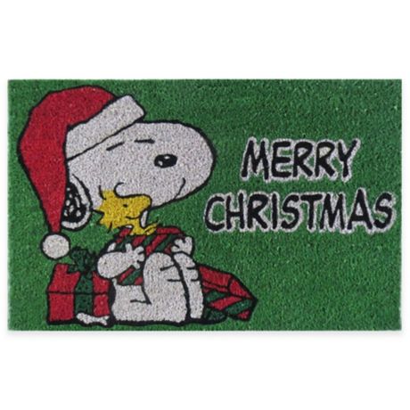 Peanuts Snoopy & Woodstock Christmas Coir Door Mat 28" x 18" Red New 