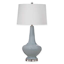Bassett Mirror Company Wells Table Lamp in Blue with Tapered Drum Shade