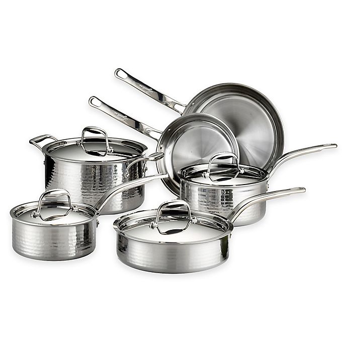 Lagostina Martellata Tri-Ply Stainless Steel 10-Piece Cookware Set and Open Stock | Bed Bath