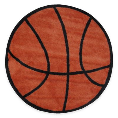 Fun Rugs&trade; Basketball Shape 39-Inch Round Area Rug in Orange/Black