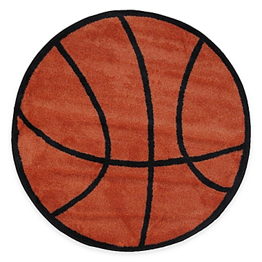 Fun Rugs&trade; Basketball Shape 39-Inch Round Area Rug in Orange/Black. View a larger version of this product image.