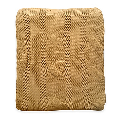Cable Knit Throw Blanket in Camel. View a larger version of this product image.