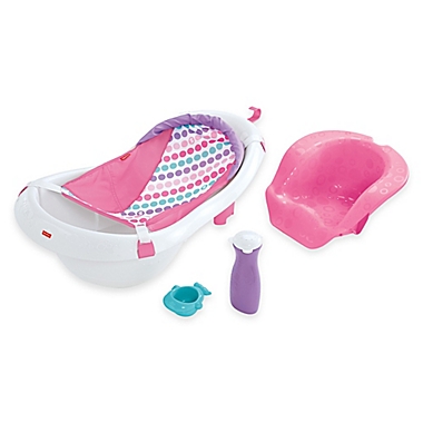 Fisher-Price&reg; 4-in-1 Sling n Seat Bath Tub in Pink/White. View a larger version of this product image.