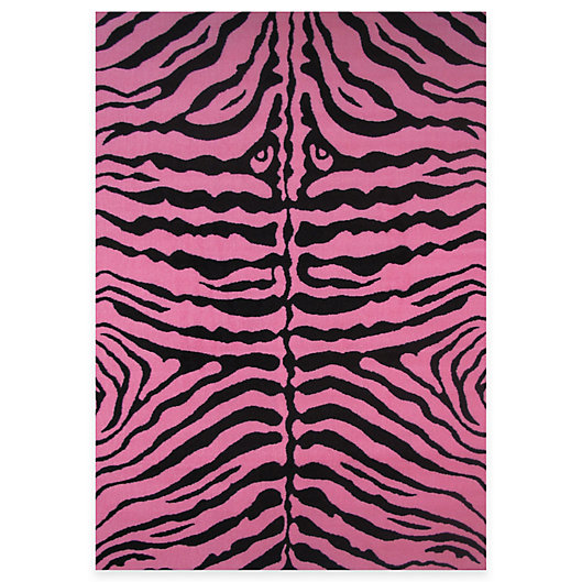 Alternate image 1 for Fun Rugs™ Zebra-Print 4-Foot 3-Inch x 6-Foot 6-Inch Rug in Pink