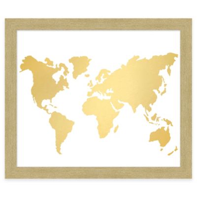 World Map Gold Foil Framed Wall Art