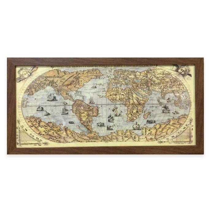 Map of the Globe Framed Wall Art | Bed Bath and Beyond Canada