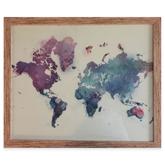 Graham & Brown Watercolor Map Framed Canvas Wall Art Bed Bath and