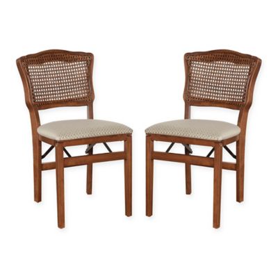 Stakmore French Cane Back Wood Folding Chairs Set Of 2