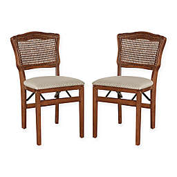 Stakmore French Cane Back Wood Folding Chairs (Set of 2)