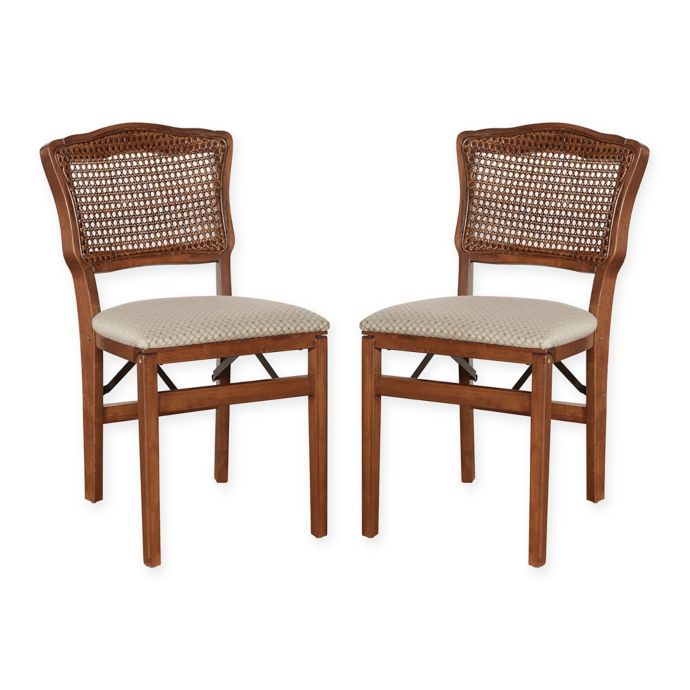 Stakmore French Cane Back Wood Folding Chairs Set Of 2