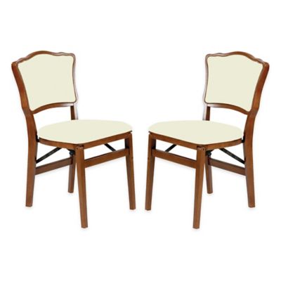 Stakmore French Padded Back Wood Folding Chairs Set Of 2 Bed Bath   67429444832360p