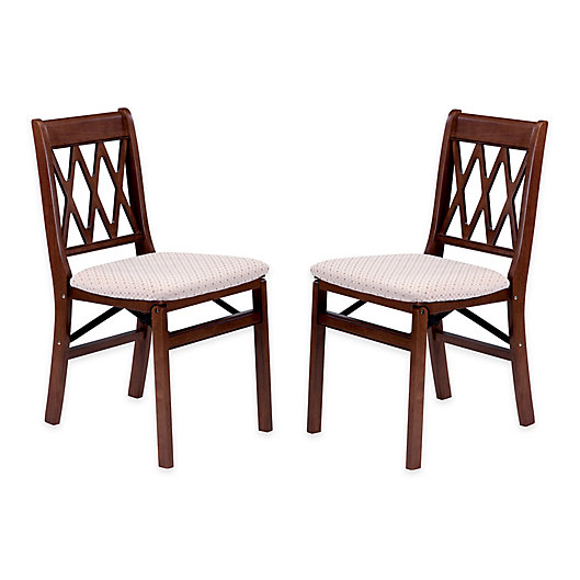 Alternate image 1 for Stakmore Lattice Back Wood Folding Chairs in Cherry ( Set of 2)