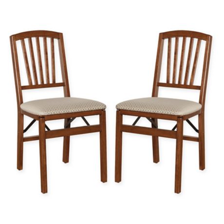 Stakmore Slat Back Wood Folding Chairs (Set of 2) | Bed Bath & Beyond