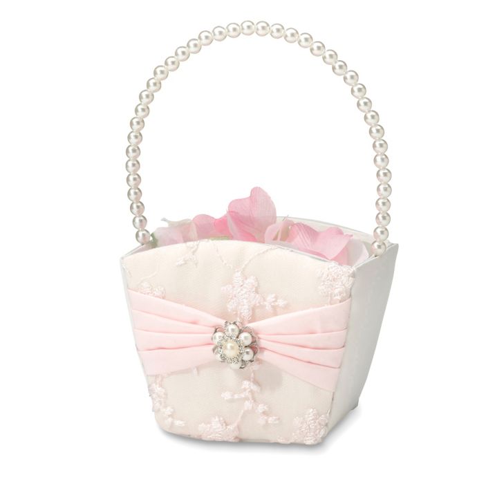 Lillian Rose™ Lace and Satin Flower Basket | Bed Bath & Beyond