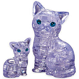 Cat with Kitten 49-Piece Original 3D Crystal 2-Piece Puzzle Set in Purple