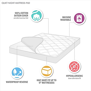 Madison Park&reg; Quiet Nights Twin Waterproof Cotton Mattress Pad. View a larger version of this product image.