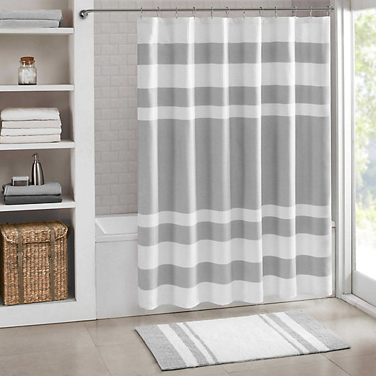 Madison Park Spa Waffle Shower Curtain, 108 Inch Wide Hookless Shower Curtain