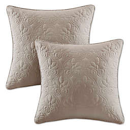 Madison Park Quebec 20-Inch Square Throw Pillows in Khaki (Set of 2)