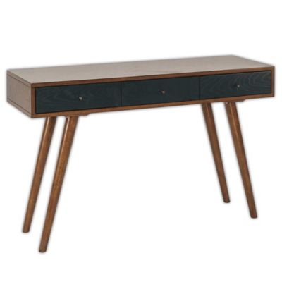 Madison Park Rigby 3-Drawer Writing Desk in Pecan/Blue