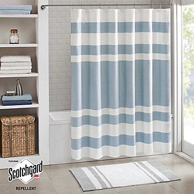 Madison Park 72-Inch x 72-Inch Spa Waffle Shower Curtain in Blue. View a larger version of this product image.
