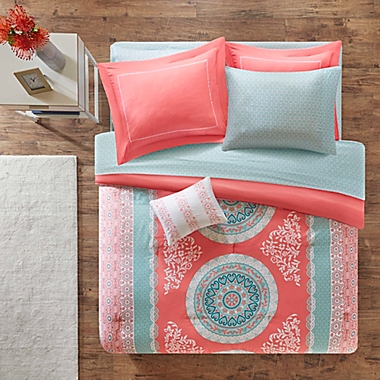 Details about   Queen Loretta Comforter & Sheet Set Micro Fiber Orange Pink Intelligent Design 