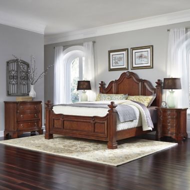 Home Styles Santiago 4-Piece King Bed, Nightstands, and Drawer Chest ...