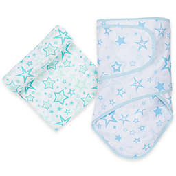 MiracleWare Stars Miracle Blanket and Muslin Swaddle Set in Aqua