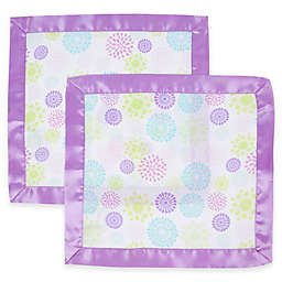 MiracleWare 2-Pack Colorful Bursts Muslin Security Blanket with Satin Edge in Purple/White