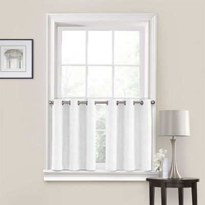 Quinn 45-Inch Grommet Kitchen Window Curtain Tier Pair in White
