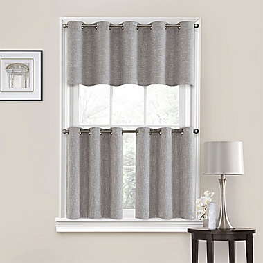 Quinn 36-Inch Grommet Kitchen Window Curtain Tier Pair in Grey. View a larger version of this product image.