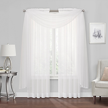 Simply Essential&trade; Voile 95-Inch Rod Pocket Sheer Window Curtain Panel in White (Single). View a larger version of this product image.