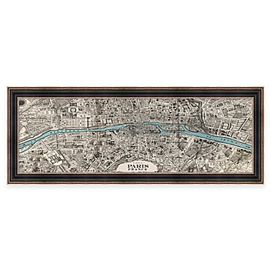 42-Inch x 16-Inch Framed Vintage Map of Paris. View a larger version of this product image.