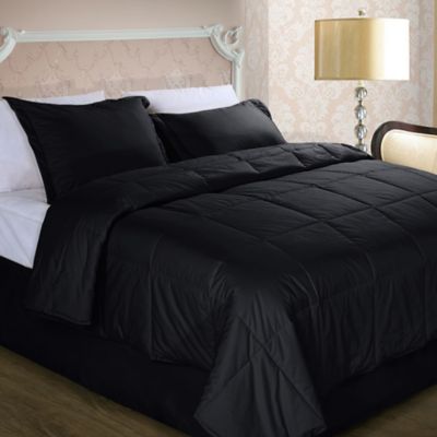 Cotton Dream Colors All Natural Cotton Filled Full/Queen Comforter in Black