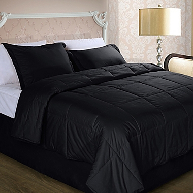 Cotton Dream Colors All Natural Cotton Filled Full/Queen Comforter in Black. View a larger version of this product image.