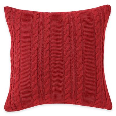 Dublin Knit Square Throw Pillow in Red