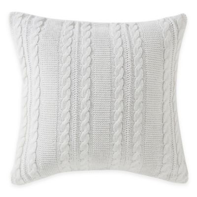 Dublin Knit Square Throw Pillow in White