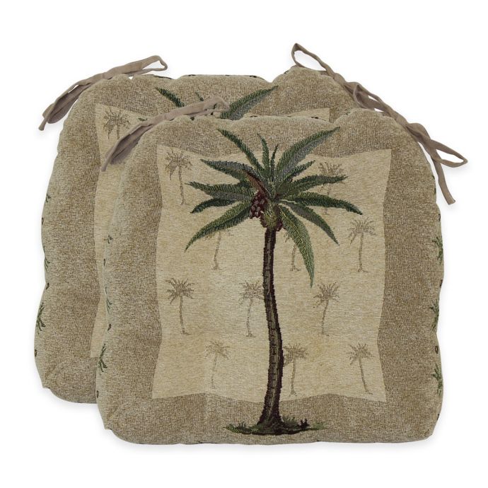 Palm Tree Waterfall Chair Pads in Amber (Set of 2) | Bed Bath & Beyond