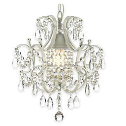 Gallery 1-Light Wrought Iron and Crystal Swag Chandelier in White