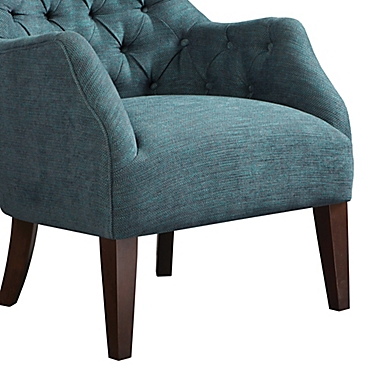Madison Park Hannah Button Tufted Wing Back Chair in Teal. View a larger version of this product image.