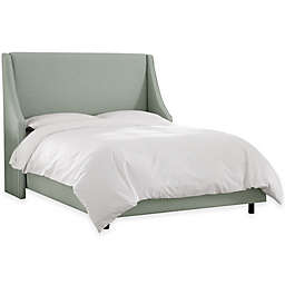 Skyline Furniture Monroe Queen Upholstered Panel Bed in Swedish Blue