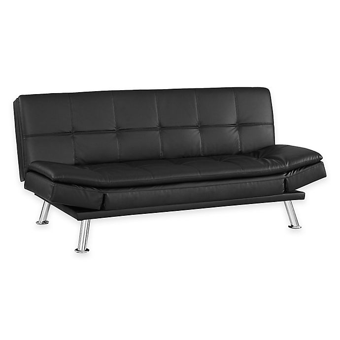 Serta Niles Convertible Sofa In Black, Benitez Faux Leather Convertible Sofa