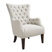 Madison Park Hannah Button Tufted Wing Back Chair in Ivory