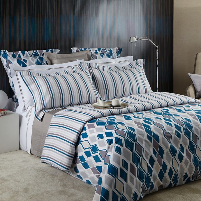 Frette At Home Ortles Duvet Cover in Teal  Bed Bath & Beyond